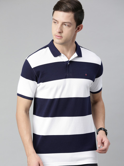 Louis Philippe Sport Men White Striped Polo Collar T-shirt 
Louis Philippe Sport Men White Striped Polo Collar T-shirt