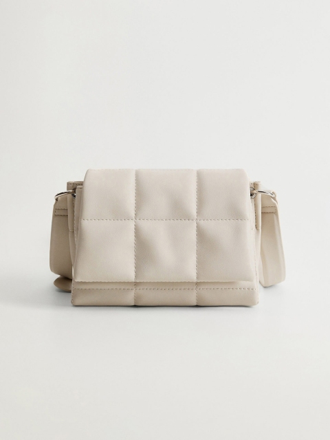 MANGO Women Off-White Quilted Sling Bag