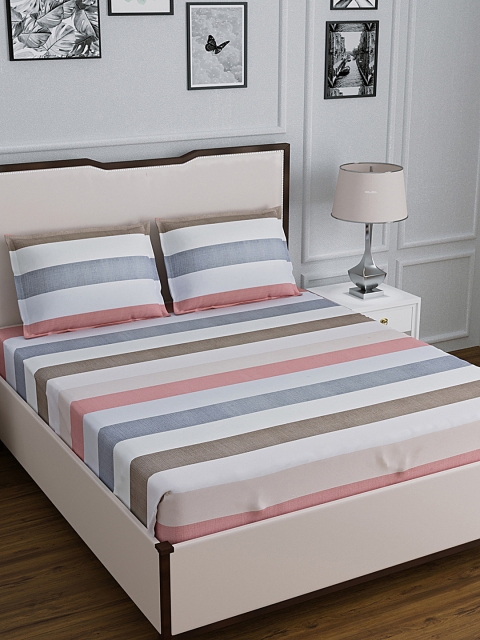 DREAM WEAVERZ White & Grey Striped 300 TC Cotton 1 King Bedsheet with 2 Pillow Covers
DREAM WEAVERZ White & Grey Striped 300 TC Cotton 1 King Bedsheet with 2 Pillow Covers