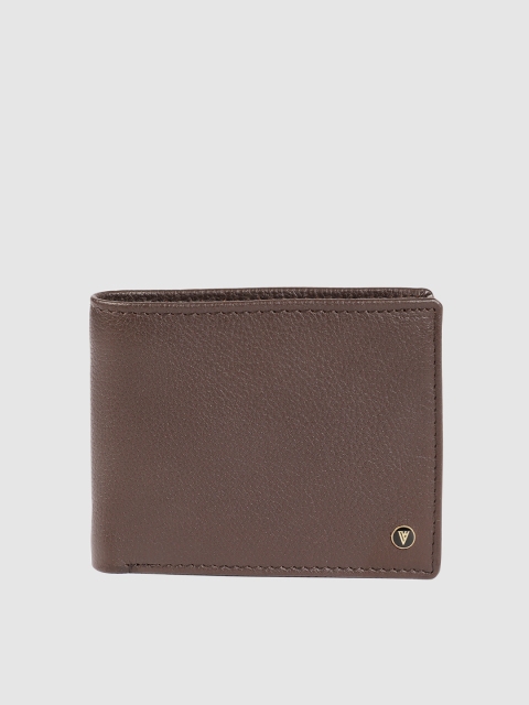 Van Heusen Men Brown Solid Leather Two Fold Wallet
