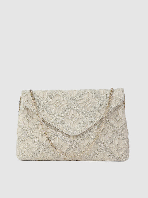 Accessorize Cream-Coloured Embellished Tile Beaded Clutch 
Accessorize Cream-Coloured Embellished Tile Beaded Clutch