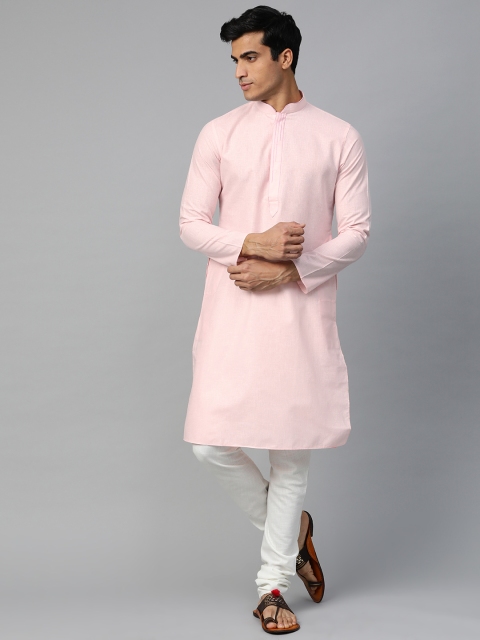Manthan Men Pink Solid Straight Kurta