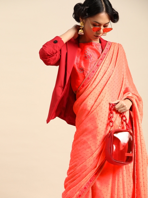 SHAVYA Peach-Coloured Woven Design Saree