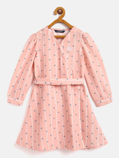 Allen Solly Junior Girls Peach-Coloured & White Striped Leaf Print Wrap Dress with Belt
Allen Solly Junior Girls Peach-Coloured & White Striped Leaf Print Wrap Dress with Belt