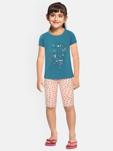 Sweet Dreams Girls Teal Green & Peach-Coloured Conversational Print Printed Night suit
Sweet Dreams Girls Teal Green & Peach-Coloured Conversational Print Printed Night suit