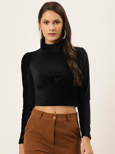 TRENDYOL COLLECTION Women Self-Striped Velvet Finish Effect High Neck Cropped Top, Black
TRENDYOL COLLECTION Women Self-Striped Velvet Finish Effect High Neck Cropped Top, Black