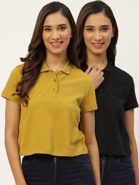 DressBerry Women Pack Of 2 Solid Pure Cotton Polo Collar Pure Cotton T-shirt, Mustard
DressBerry Women Pack Of 2 Solid Pure Cotton Polo Collar Pure Cotton T-shirt, Mustard
