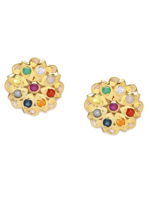 Gehna 925 Sterling Silver Multicoloured Rhodium-Plated Navaratna Geometric Oversized Studs, Multi
Gehna 925 Sterling Silver Multicoloured Rhodium-Plated Navaratna Geometric Oversized Studs, Multi