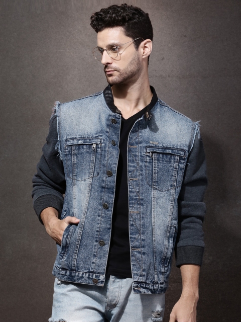 Roadster Blue & Charcoal Grey Denim Jacket