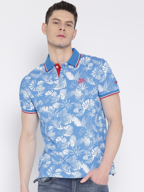 Being Human Blue Printed Polo T-shirt