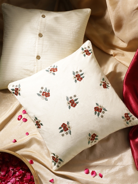 House of Pataudi Set of 2 Cream-Coloured & Red Cotton Embroidered Square Cushion Covers
House of Pataudi Set of 2 Cream-Coloured & Red Cotton Embroidered Square Cushion Covers