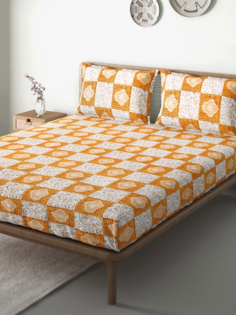 Aura Mustard Yellow Ethnic Motifs 144 TC Cotton 1 Queen Bedsheet with 2 Pillow Covers
Aura Mustard Yellow Ethnic Motifs 144 TC Cotton 1 Queen Bedsheet with 2 Pillow Covers