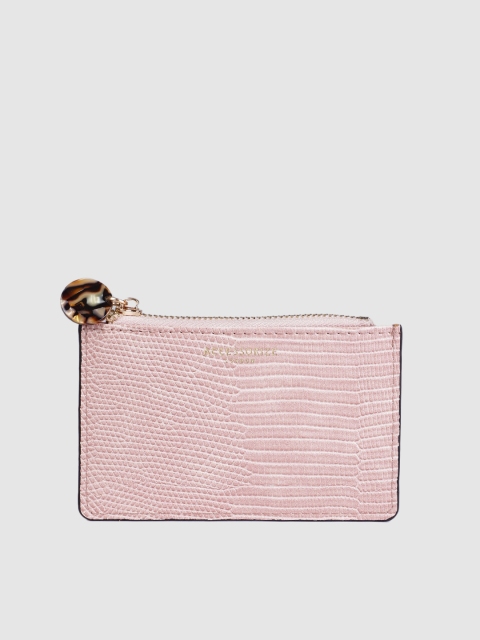 Accessorize Women Pink Snakeskin Textured Card Holder