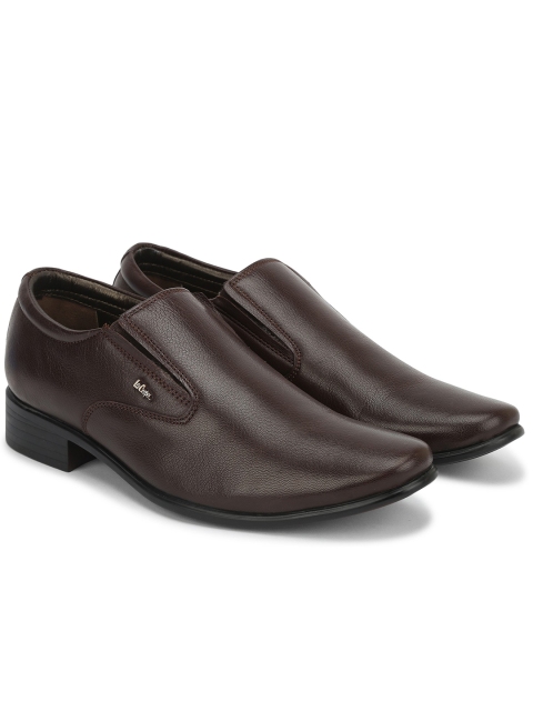 Lee Cooper Men Brown Solid Leather Formal Slip-On Shoes