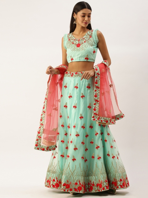 Om Shantam Sarees Sea Green & Red Embroidered Semi-Stitched Lehenga & Blouse with Dupatta
Om Shantam Sarees Sea Green & Red Embroidered Semi-Stitched Lehenga & Blouse with Dupatta
