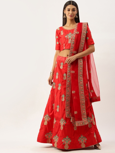 Om Shantam Sarees Red & Green Embroidered Semi-Stitched Lehenga & Blouse with Dupatta
Om Shantam Sarees Red & Green Embroidered Semi-Stitched Lehenga & Blouse with Dupatta
