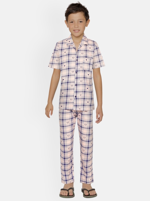 NAUTI KIDZ Boys Pink & Blue Checked & Heart-Shaped Print Pure Cotton Night suit
NAUTI KIDZ Boys Pink & Blue Checked & Heart-Shaped Print Pure Cotton Night suit