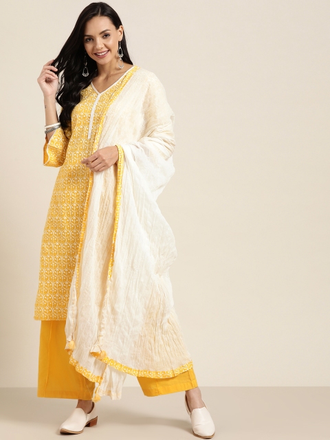 Sangria Women Yellow & White Ethnic Printed Pure Cotton Kurta with Palazzos & With Dupatta
Sangria Women Yellow & White Ethnic Printed Pure Cotton Kurta with Palazzos & With Dupatta