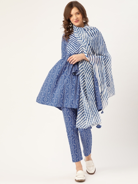 Sangria Women Navy Blue & White Ethnic Motifs Printed Cotton Kurta with Trousers & Dupatta
Sangria Women Navy Blue & White Ethnic Motifs Printed Cotton Kurta with Trousers & Dupatta