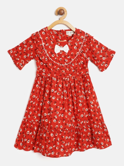 Bella Moda Girls Red & White Floral Print Bow & Ruffled Detail Fit & Flare Dress with Belt
Bella Moda Girls Red & White Floral Print Bow & Ruffled Detail Fit & Flare Dress with Belt