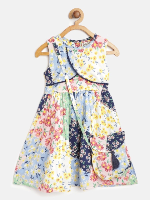 Bella Moda Girls Multicoloured Pure Cotton Floral Print Fit and Flare Dress & Sling Bag, Multi
Bella Moda Girls Multicoloured Pure Cotton Floral Print Fit and Flare Dress & Sling Bag, Multi