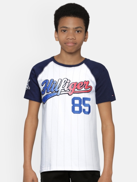 Tommy Hilfiger Boys White Navy Blue Striped DARRYL Round Neck Pure Cotton T-shirt
Tommy Hilfiger Boys White Navy Blue Striped DARRYL Round Neck Pure Cotton T-shirt