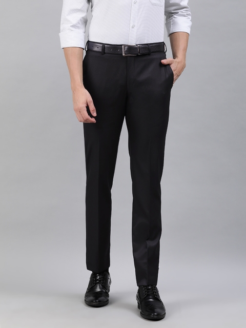 Raymond Men Black Slim Fit Solid Formal Trousers