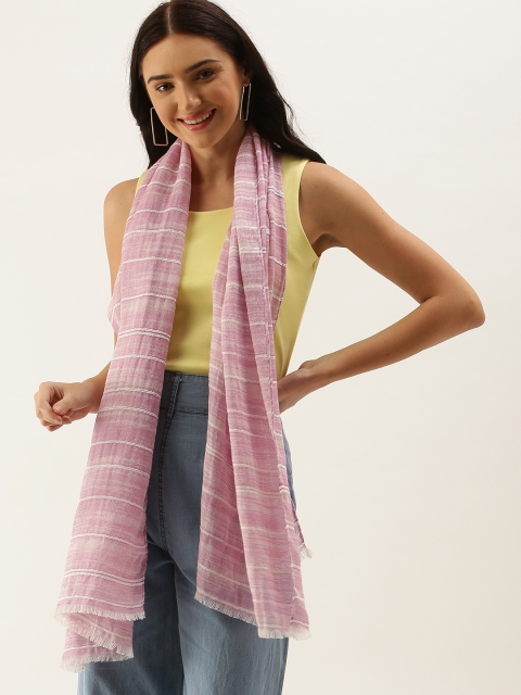 DressBerry Women Pink & White Striped Scarf