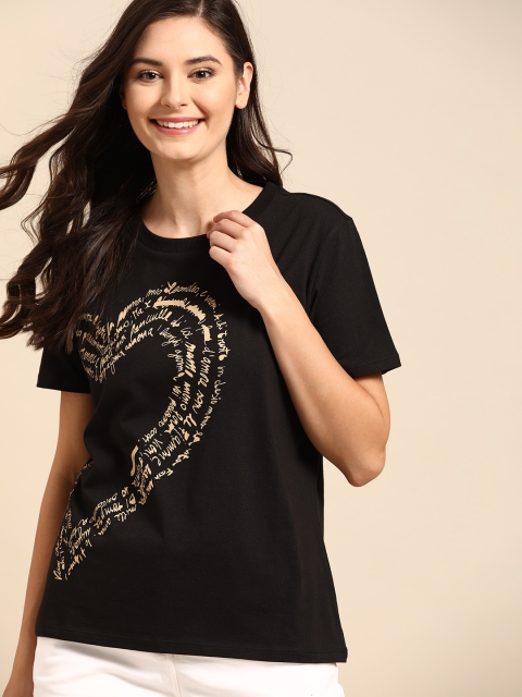 United Colors of Benetton Women Black & Beige Printed Organic Cotton Round Neck T-shirt
United Colors of Benetton Women Black & Beige Printed Organic Cotton Round Neck T-shirt