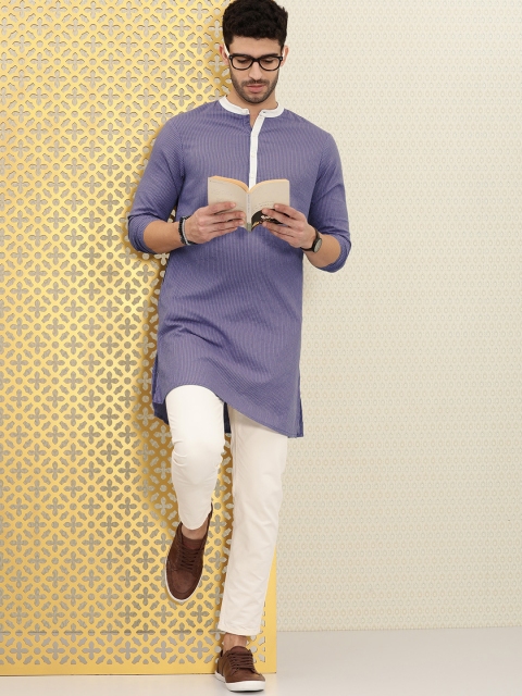 Ode by House of Pataudi Men Purple & White Striped Embroidery Rozana Cotton Straight Kurta
Ode by House of Pataudi Men Purple & White Striped Embroidery Rozana Cotton Straight Kurta