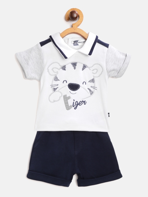 Moms Love Infant Boys White & Navy Pure Cotton Tiger Embroidered T-shirt with Shorts
Moms Love Infant Boys White & Navy Pure Cotton Tiger Embroidered T-shirt with Shorts