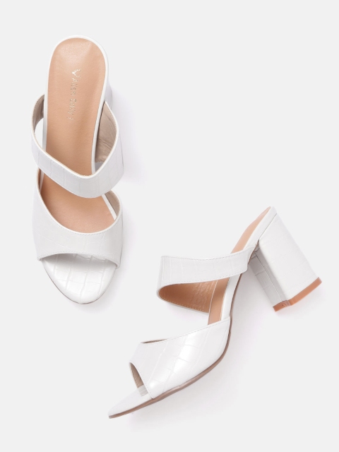 Allen Solly Women White Croc Textured Heels
