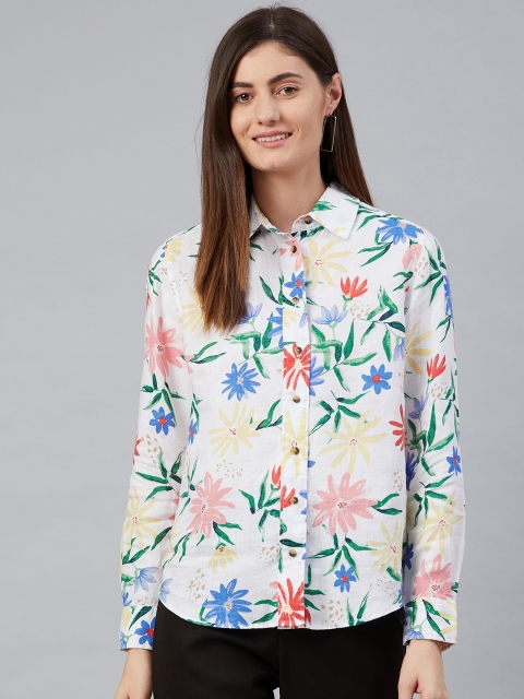 Marks & Spencer Women White & Green Pure Linen Chest Pocket Floral Print Casual Shirt
Marks & Spencer Women White & Green Pure Linen Chest Pocket Floral Print Casual Shirt