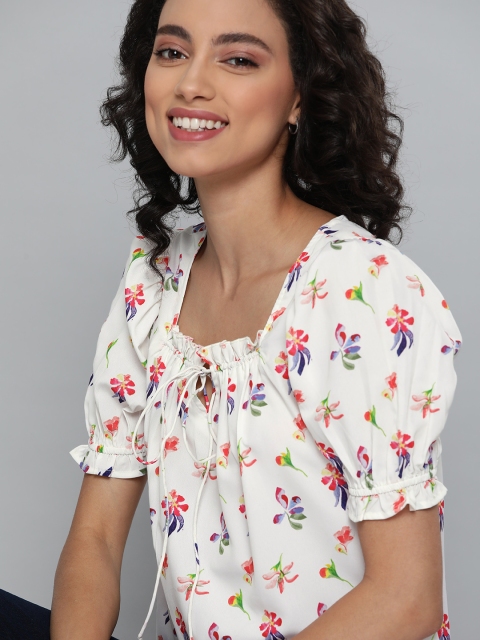 Mast & Harbour White & Navy Blue Floral Printed Tie-up Neck Puff Sleeves Regular Top
Mast & Harbour White & Navy Blue Floral Printed Tie-up Neck Puff Sleeves Regular Top