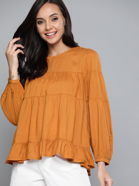 Mast & Harbour Mustard Yellow Solid Puff Sleeve Tiered Top
Mast & Harbour Mustard Yellow Solid Puff Sleeve Tiered Top