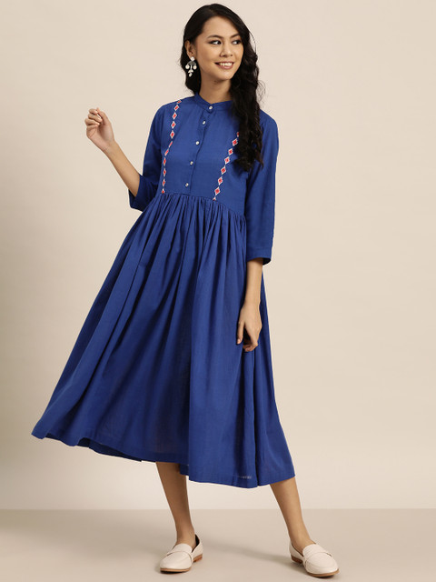 Sangria Blue A-Line Cotton Midi Dress
Sangria Blue A-Line Cotton Midi Dress