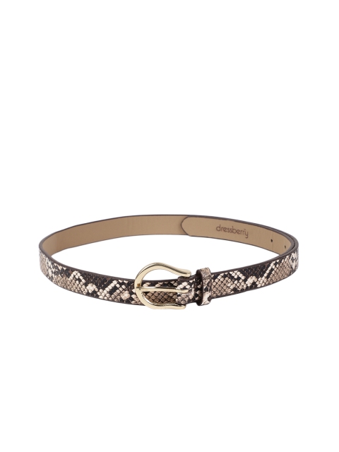 DressBerry Women Brown & Beige Snake Textured Belt