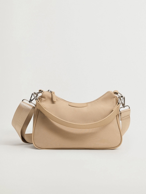 MANGO Beige Solid Shoulder Bag