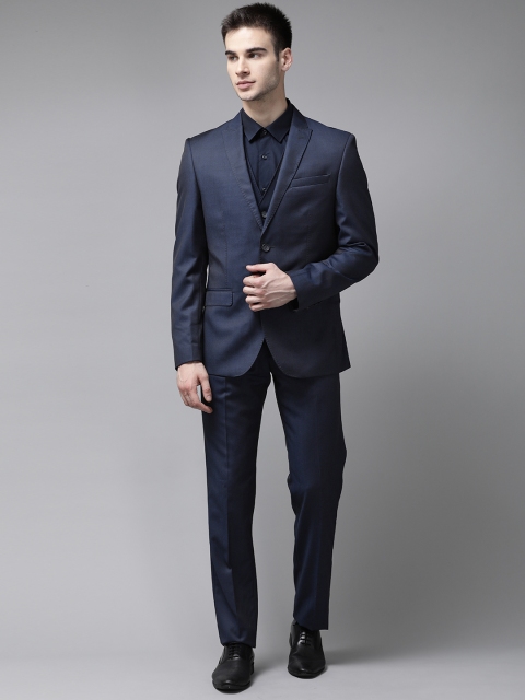 Blackberrys Men Navy Blue Solid Slim Fit Single-Breasted Pure Wool 3-Piece Formal Suit
Blackberrys Men Navy Blue Solid Slim Fit Single-Breasted Pure Wool 3-Piece Formal Suit