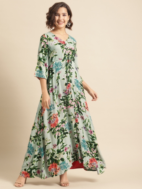 DIVA WALK Women Green & Orange Floral Printed Flared Sleeves Floral Kurta With Tie-Ups
DIVA WALK Women Green & Orange Floral Printed Flared Sleeves Floral Kurta With Tie-Ups