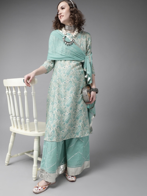 Indo Era Women Blue & Off-White Paisley Block Print Cotton Kurta with Palazzos & Dupatta
Indo Era Women Blue & Off-White Paisley Block Print Cotton Kurta with Palazzos & Dupatta