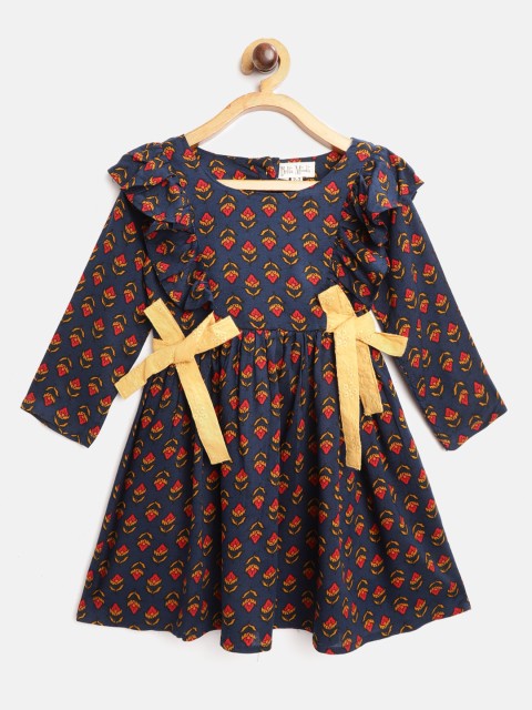 Bella Moda Girls Navy Blue & Red Ethnic Motifs Print Fit and Flare Dress with Bow Detail
Bella Moda Girls Navy Blue & Red Ethnic Motifs Print Fit and Flare Dress with Bow Detail