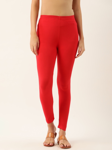 Anouk Women Red Solid Ankle Length Leggings