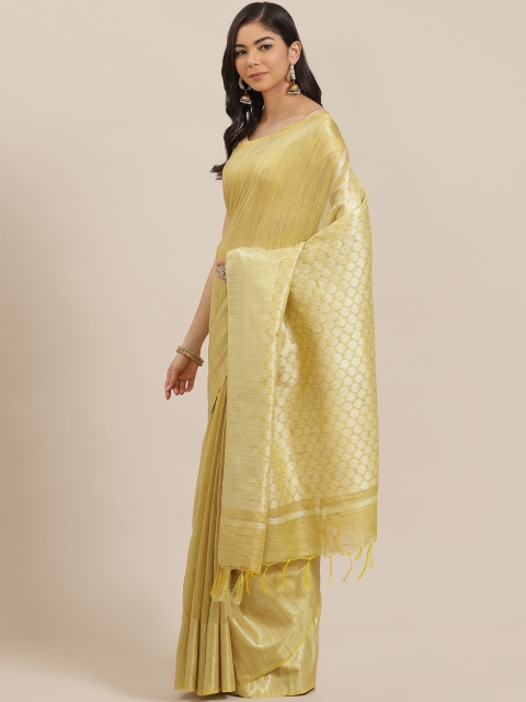 swatika Yellow Solid Bhagalpuri Handloom Saree