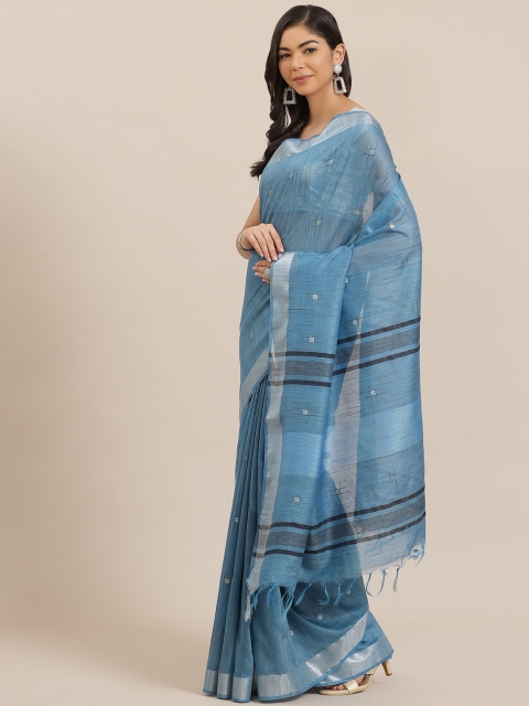swatika Blue Woven Design Bhagalpuri Handloom Saree