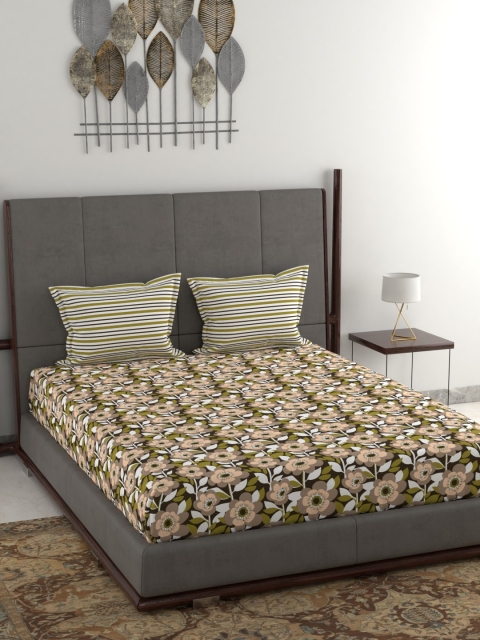 Trident Olive Green & Peach-Coloured Floral 120 TC Cotton 1 Queen Bedsheet with 2 Pillow Covers
Trident Olive Green & Peach-Coloured Floral 120 TC Cotton 1 Queen Bedsheet with 2 Pillow Covers
