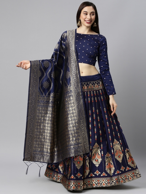 DIVASTRI Navy Blue & Gold-Toned Semi-Stitched Lehenga & Unstitched Blouse With Dupatta
DIVASTRI Navy Blue & Gold-Toned Semi-Stitched Lehenga & Unstitched Blouse With Dupatta