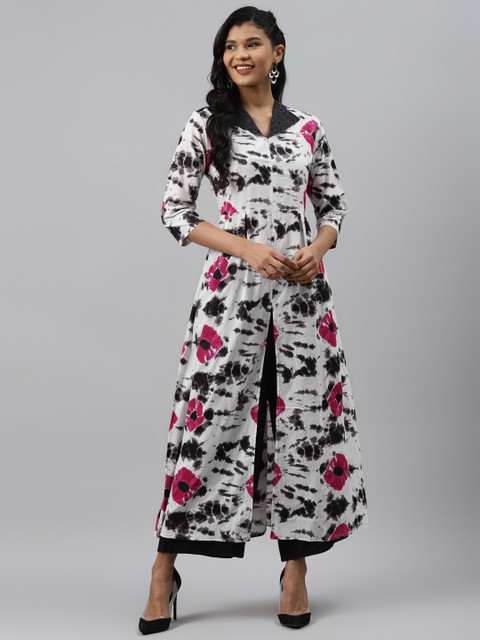 Readiprint Fashions Women White & Grey Cotton Floral Dyed Effect High-Slit A-Line Kurta
Readiprint Fashions Women White & Grey Cotton Floral Dyed Effect High-Slit A-Line Kurta