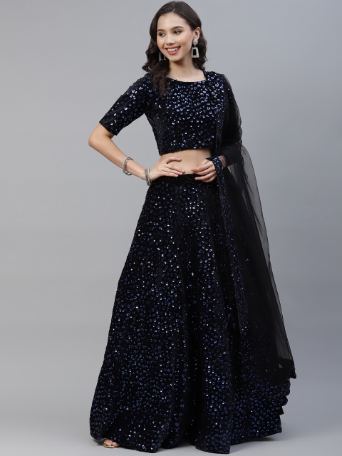 SHUBHKALA Navy Blue Embellished Sequinned Semi-Stitched Lehenga & Unstitched Blouse With Dupatta
SHUBHKALA Navy Blue Embellished Sequinned Semi-Stitched Lehenga & Unstitched Blouse With Dupatta