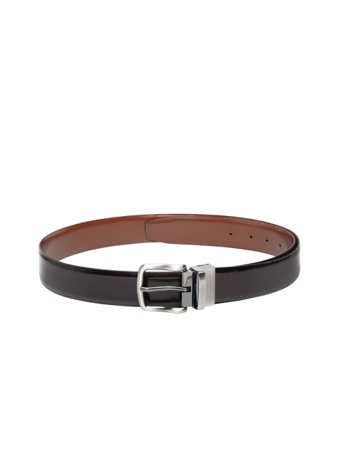 Teakwood Leathers Men Black & Brown Solid Reversible Leather Belt